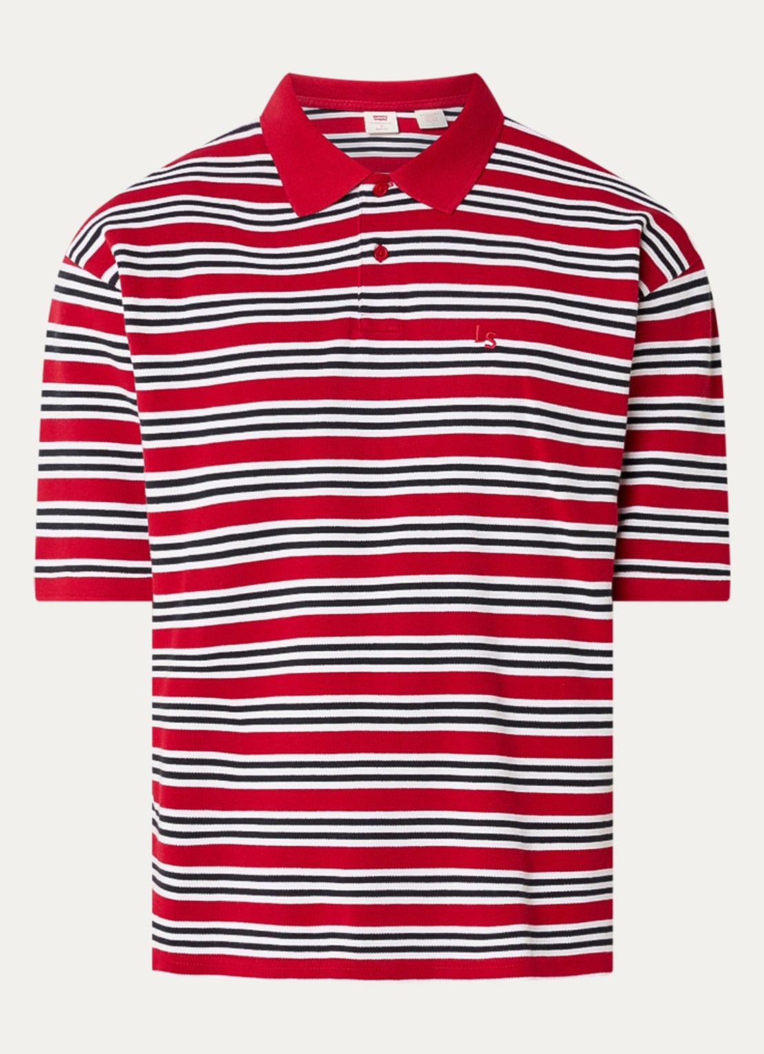 Levi's Finn regular fit polo met streepprint - voorkant 2 steenrood