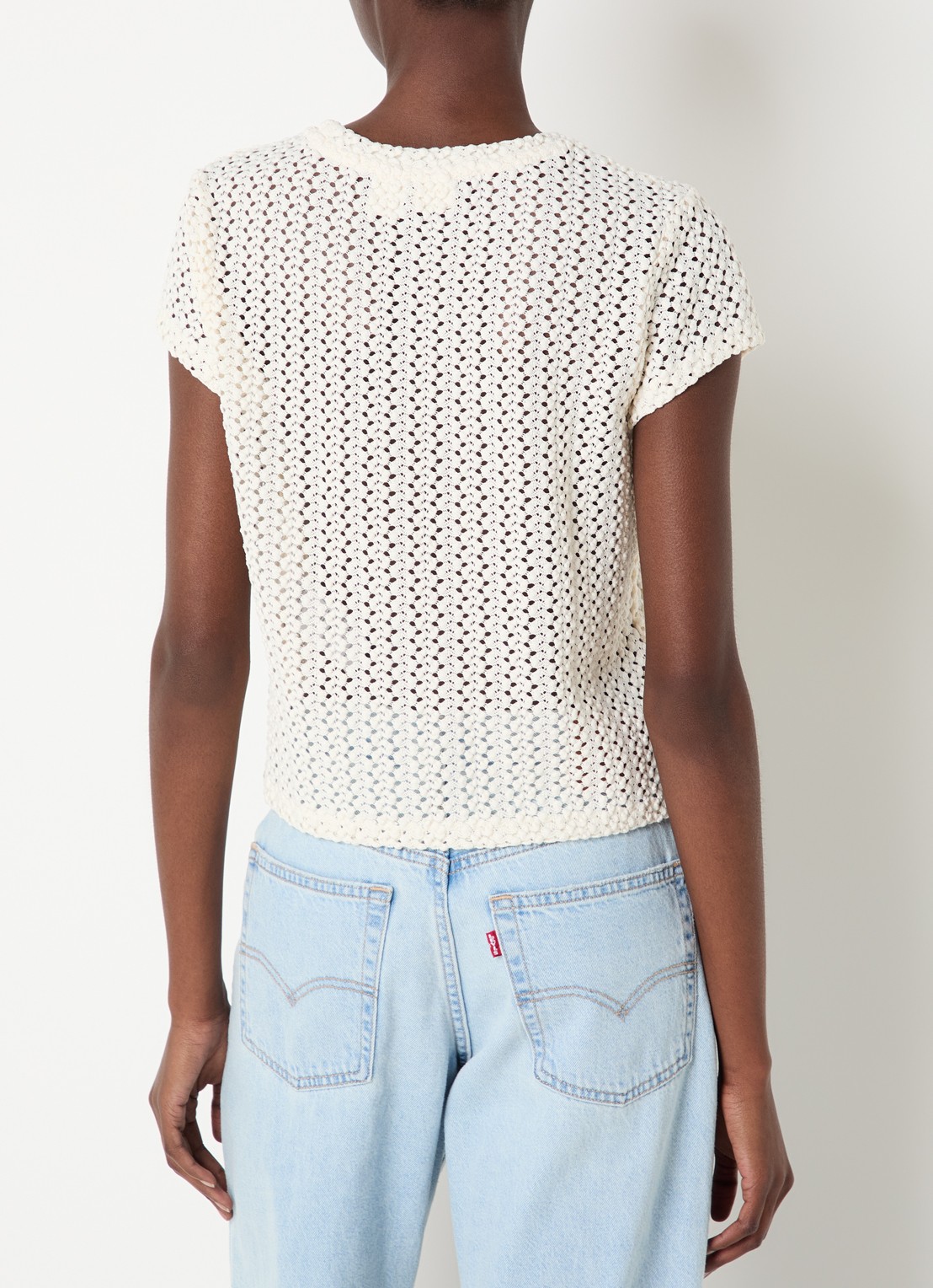 Levi's Fiona semi-transparant T-shirt van kant - achterkant creme