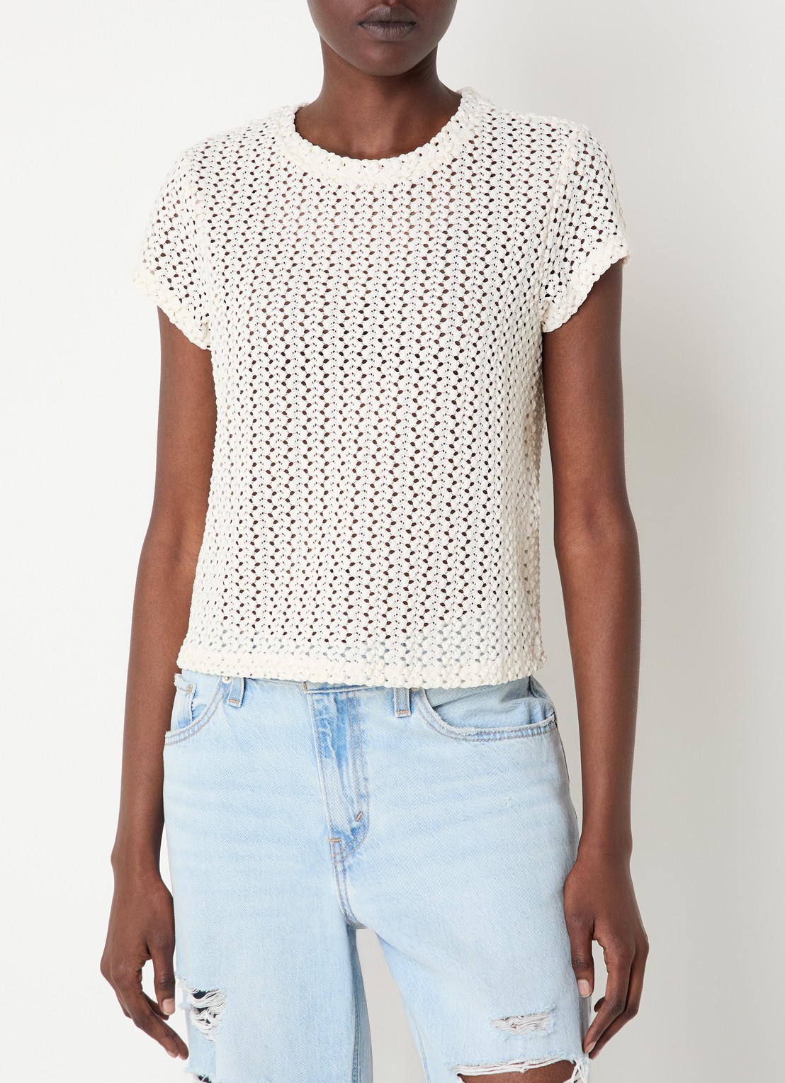 Levi's Fiona semi-transparant T-shirt van kant - detail 2 creme