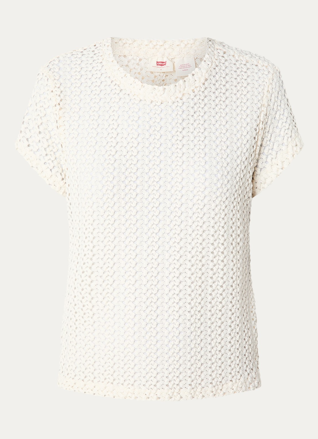 Levi's Fiona semi-transparant T-shirt van kant - voorkant 3 creme