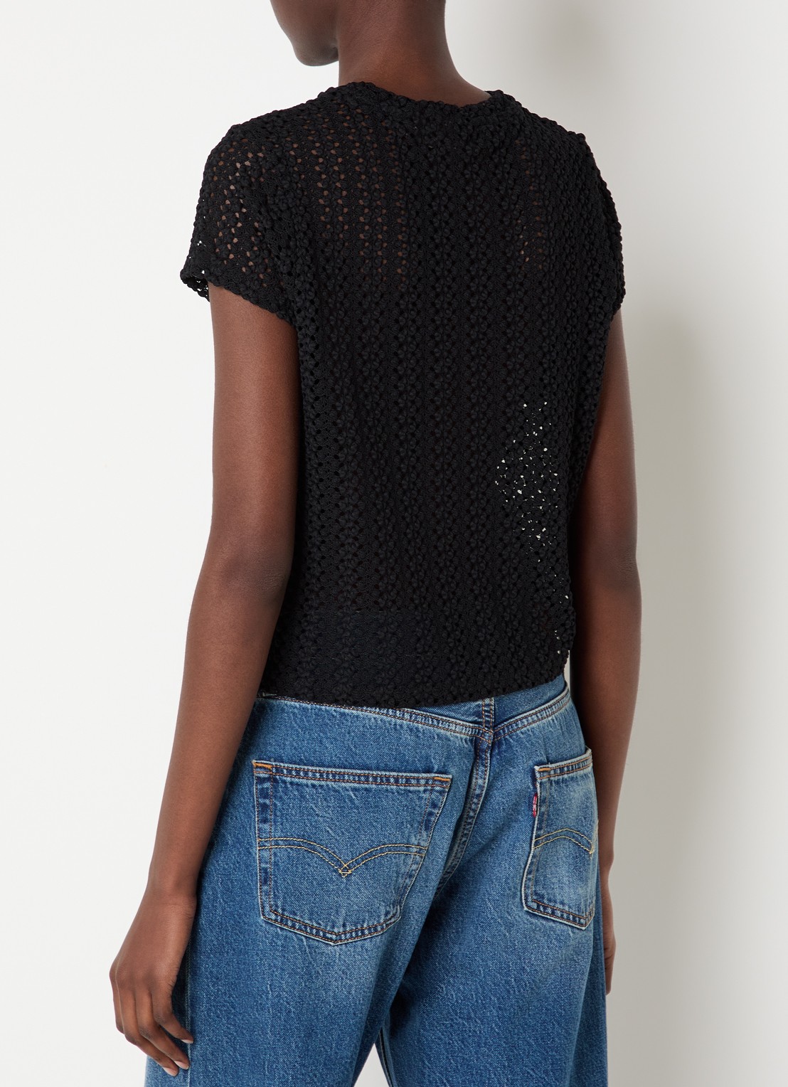 Levi's Fiona semi-transparant T-shirt van kant - achterkant 3 zwart