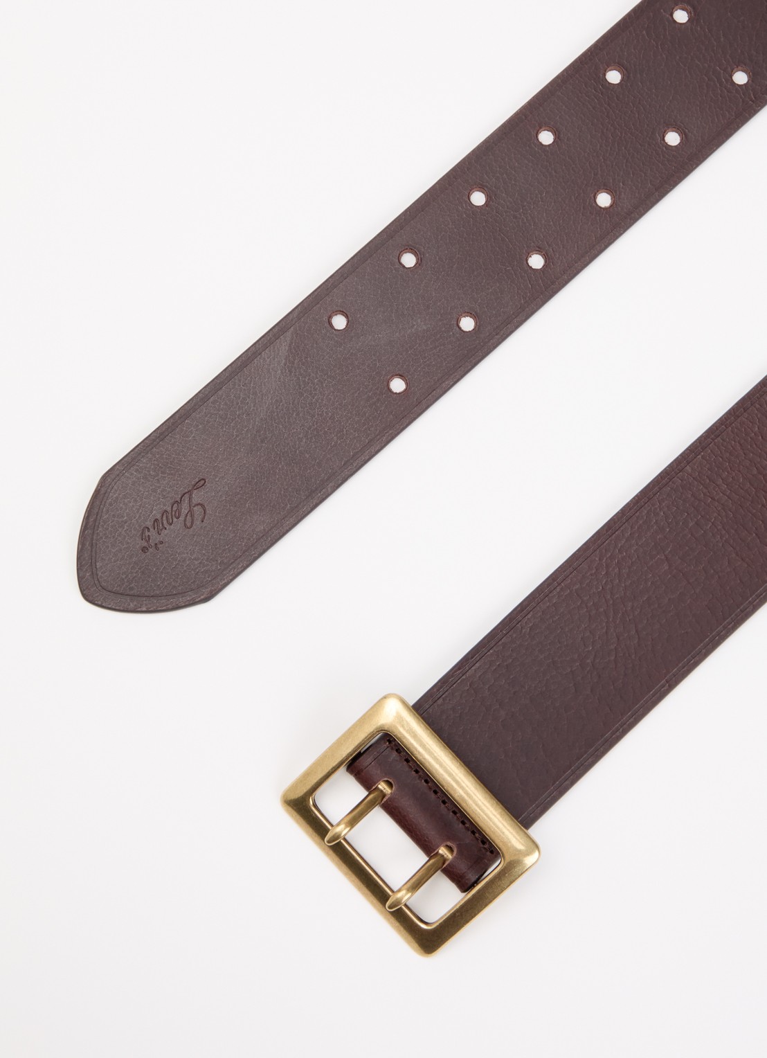 Levi's Frankie riem van leer - detail 2 kastanjebruin