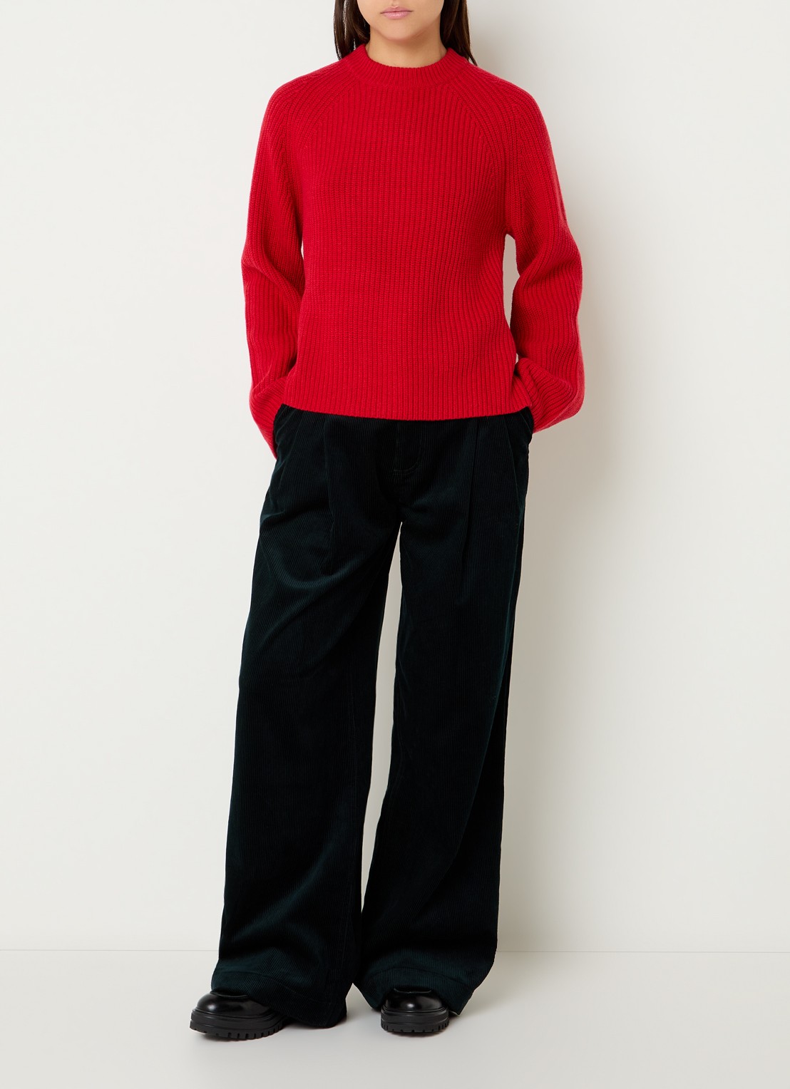 Levi's Frida ribgebreide trui in wolblend - voorkant 2 rood