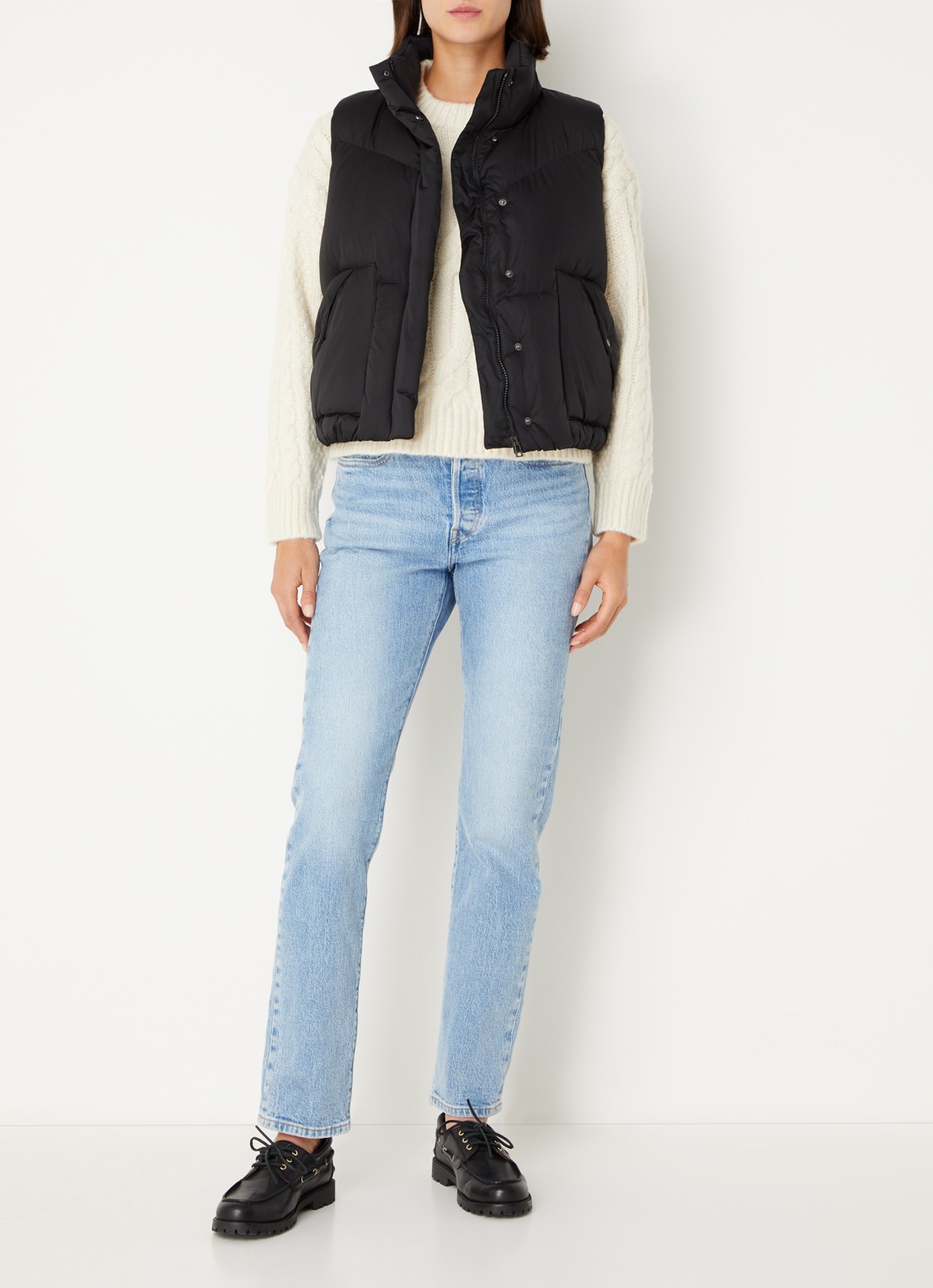 Levi's Gewatteerde bodywarmer met donsvulling - voorkant 2 zwart