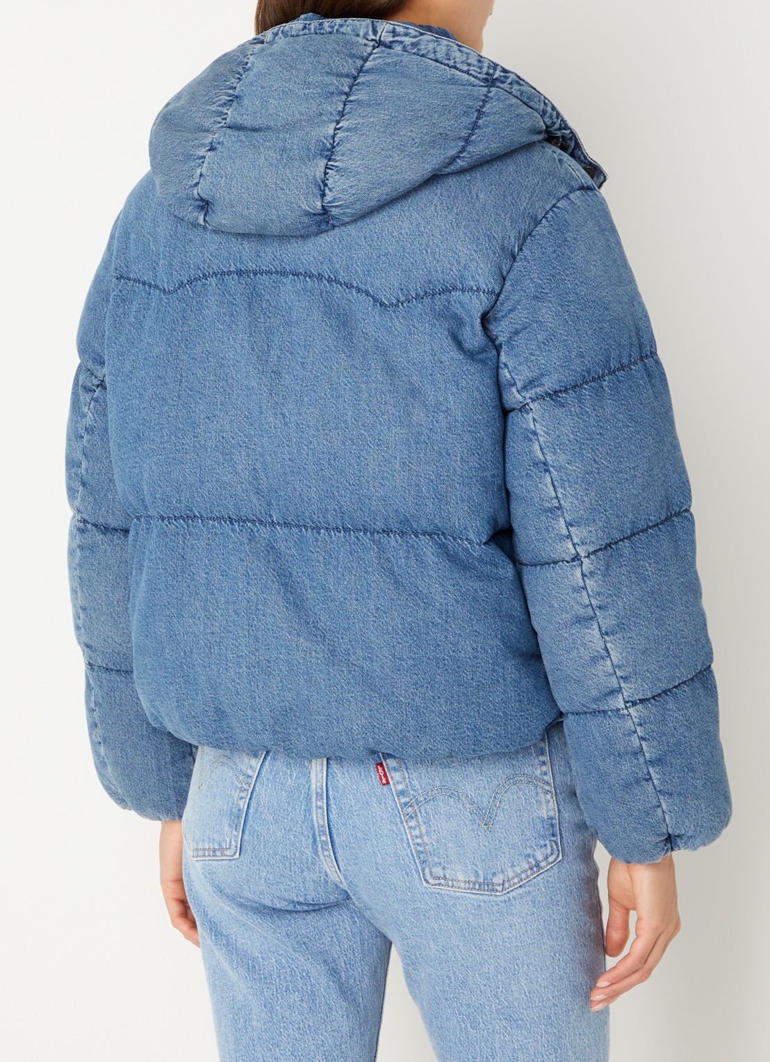 Levi's Gewatteerde spijkerjas met donsvulling - achterkant indigo