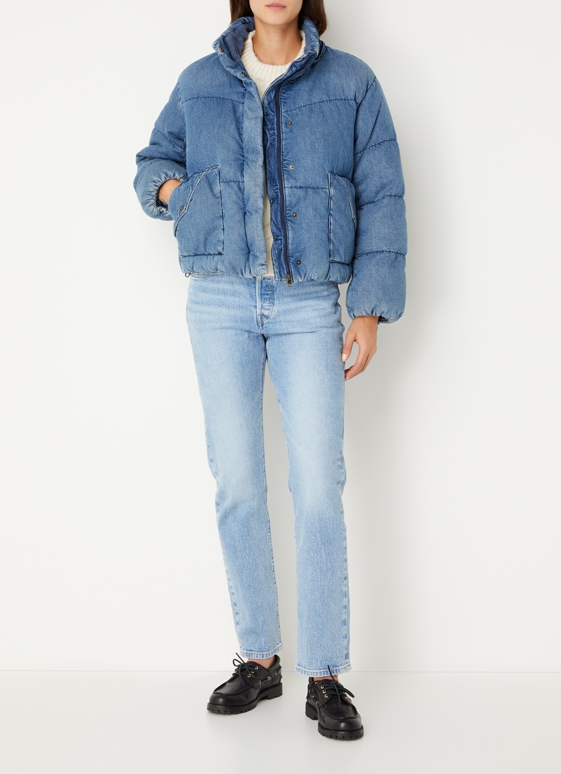Levi's Gewatteerde spijkerjas met donsvulling - voorkant 4 indigo