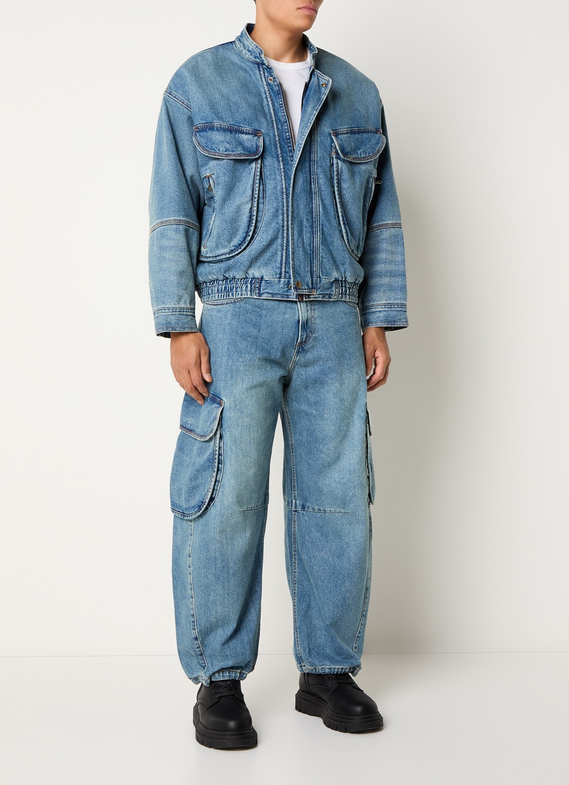 Levi's Gewatteerde spijkerjas met ritszakken - voorkant 2 indigo