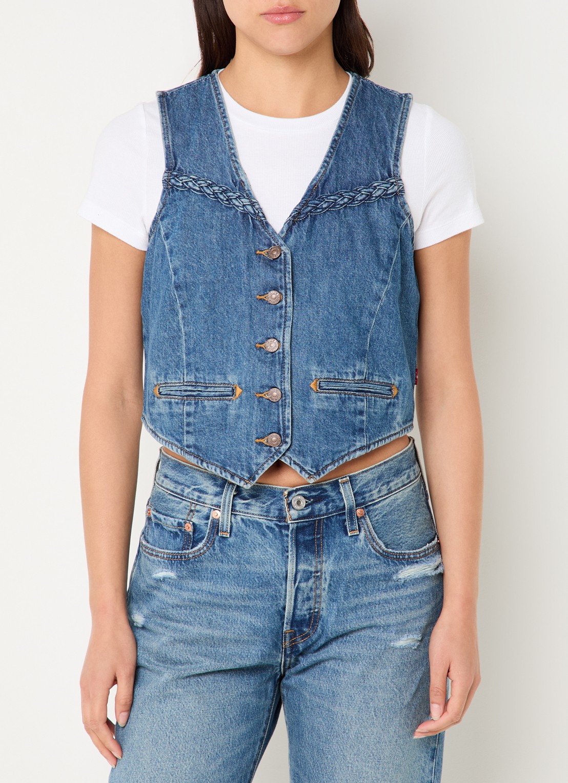Levi's Gilet van denim - detail indigo