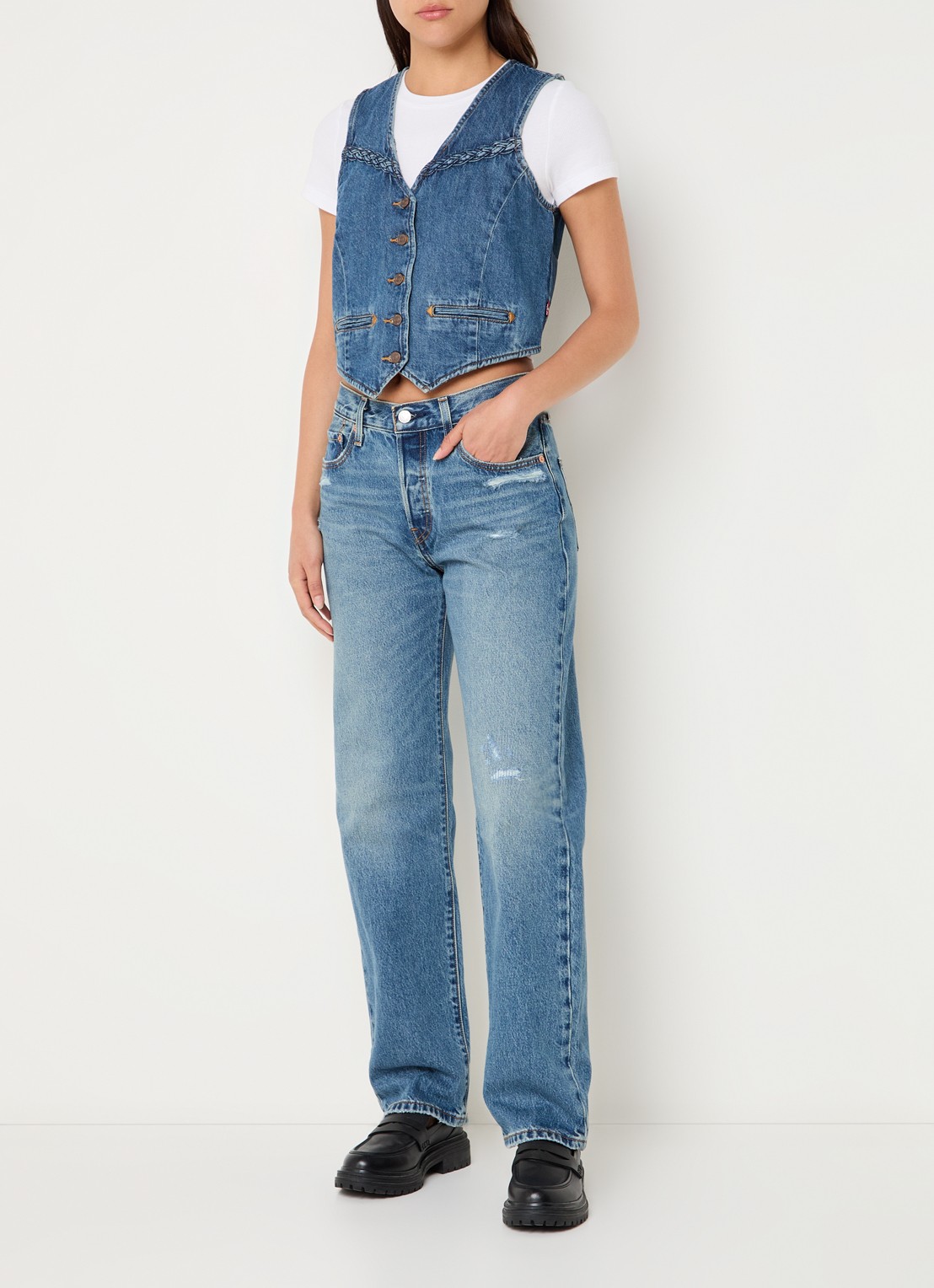 Levi's Gilet van denim - voorkant 3 indigo