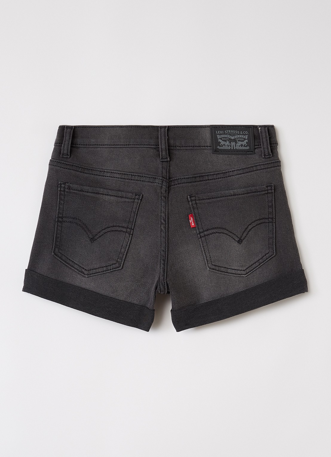 Levi's Girlfriend loose fit korte broek van denim met steekzakken - voorkant 2 antraciet
