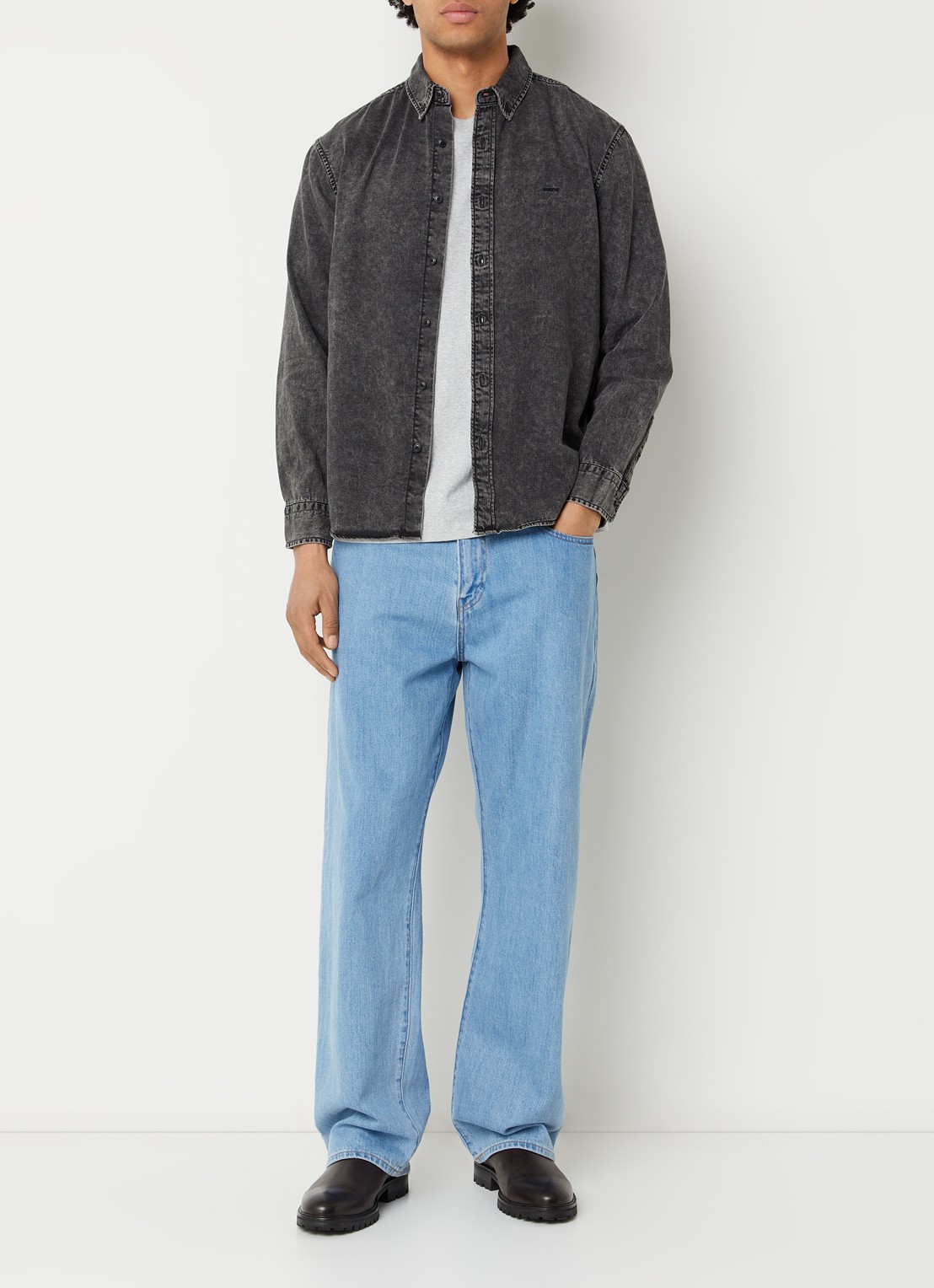 Levi's Gizmo overshirt van denim - voorkant 2 antraciet
