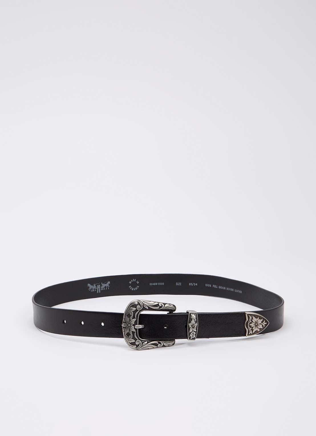 Levi's Go West riem van leer - voorkant zwart