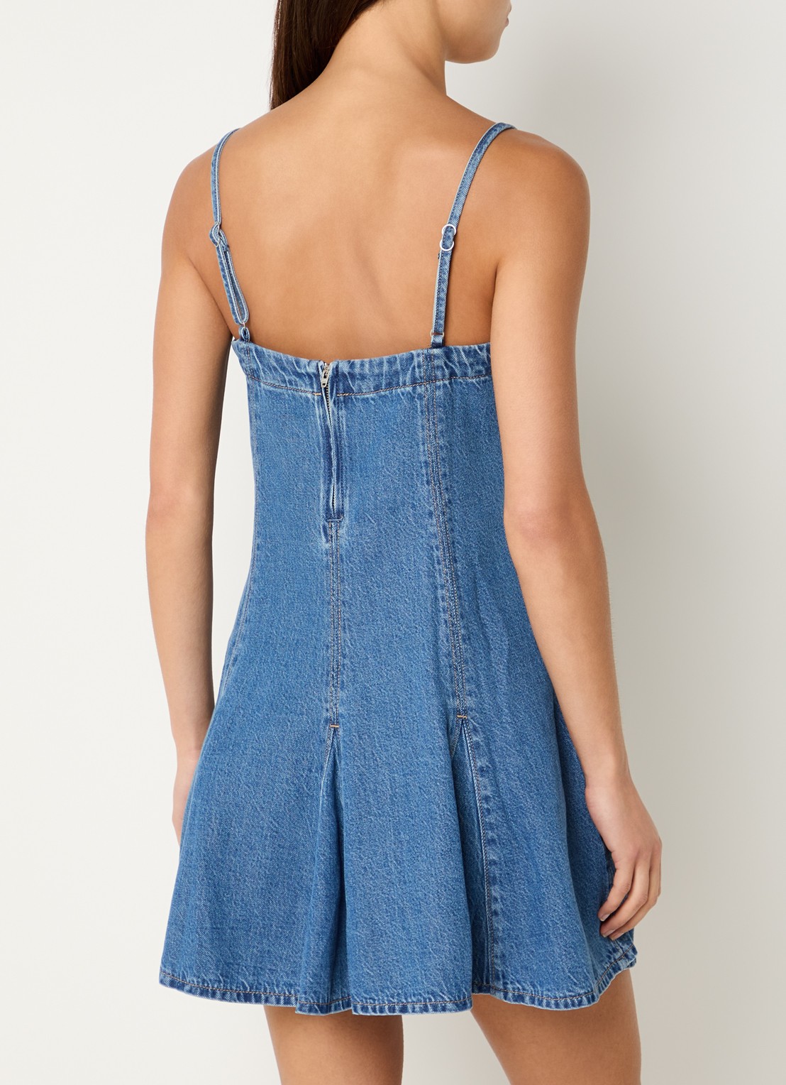 Levi's Godet mini A-lijn jurk met plooidetail - achterkant indigo