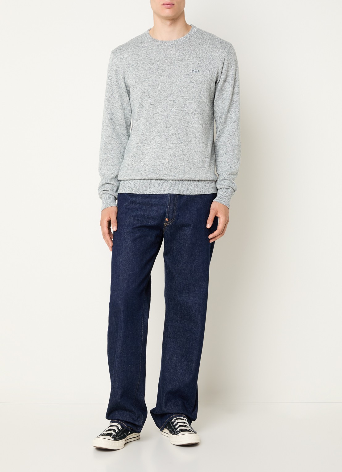 Levi's Grofgebreide pullover met gemêleerd dessin - voorkant 2 grijsmele