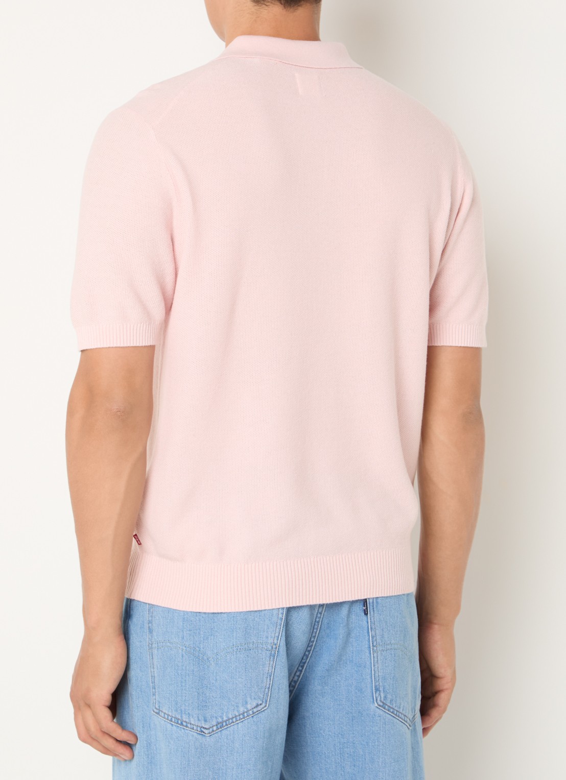 Levi's Grofgebreide regular fit polo in linnenblend - achterkant 3 roze