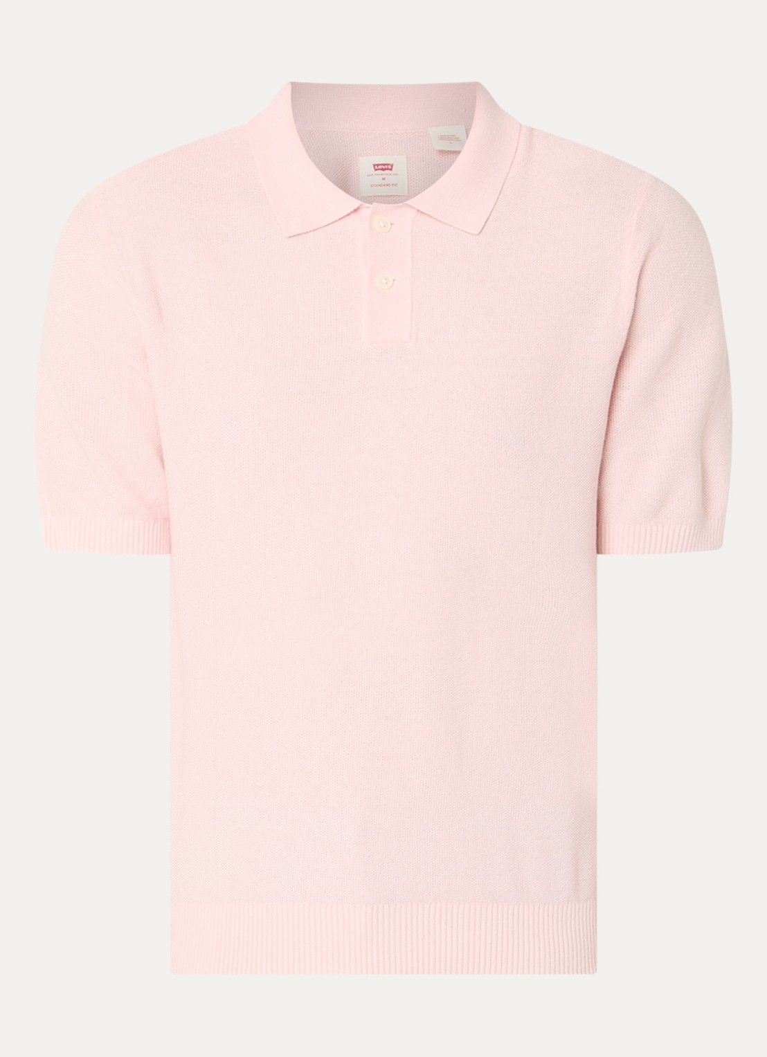 Levi's Grofgebreide regular fit polo in linnenblend - voorkant roze