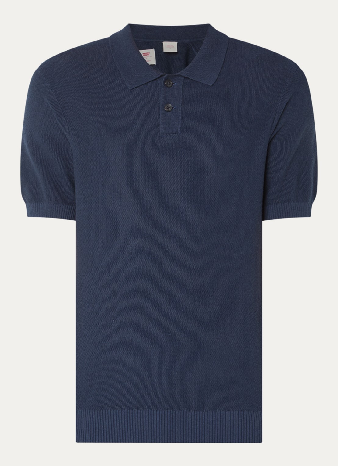 Levi's Grofgebreide regular fit polo in linnenblend - voorkant donkerblauw