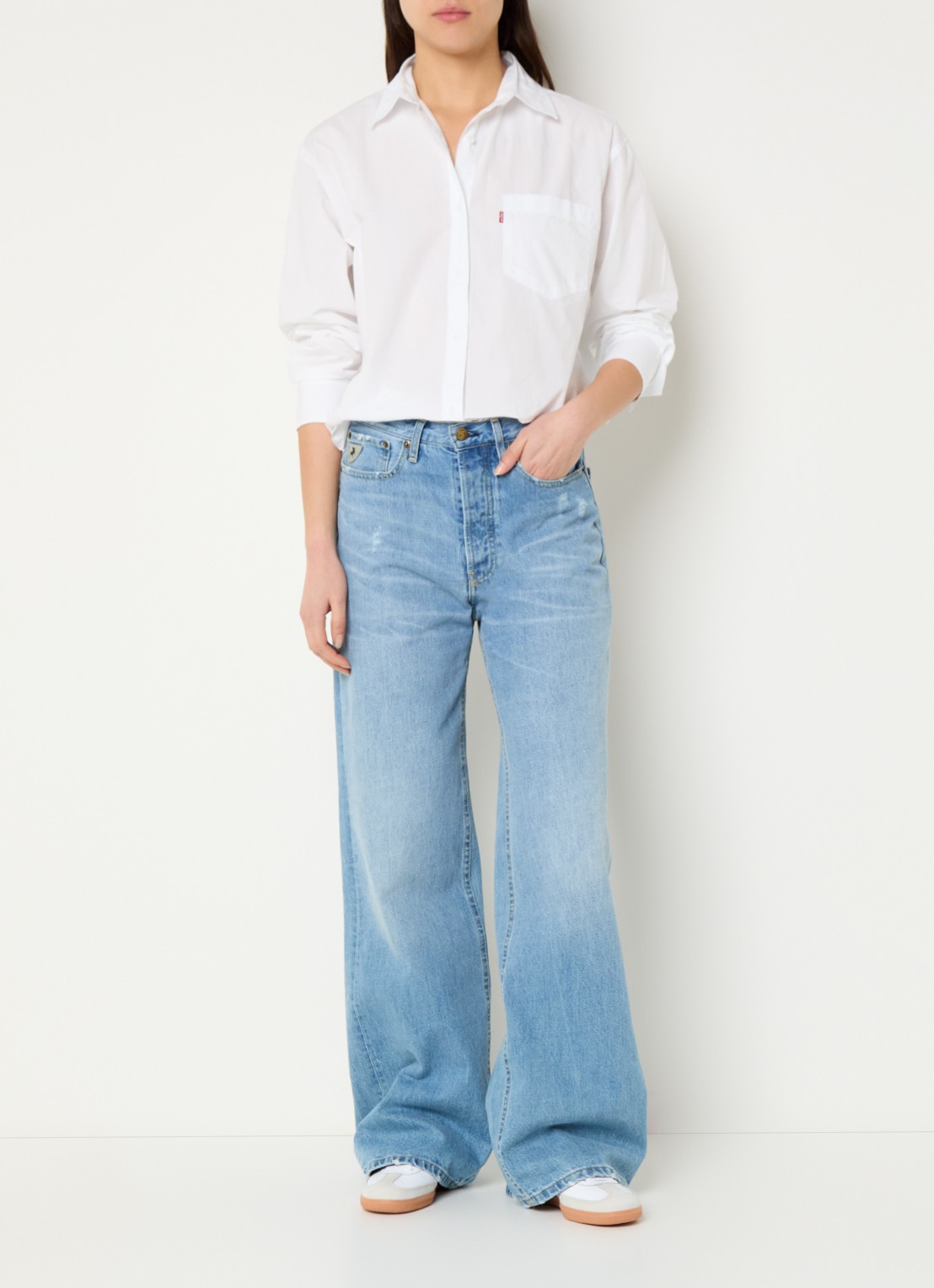 Levi's Harlie blouse met borstzak - voorkant 3 wit
