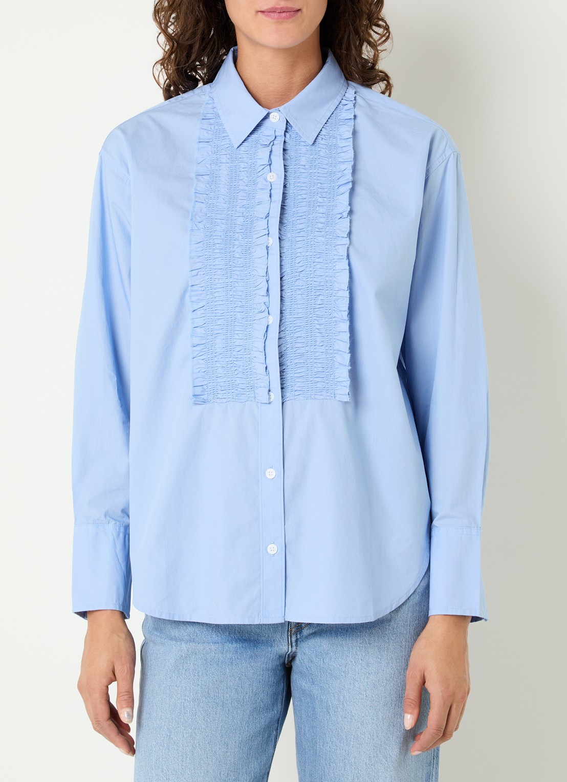 Levi's Harlie blouse met smockwerk - detail blauw