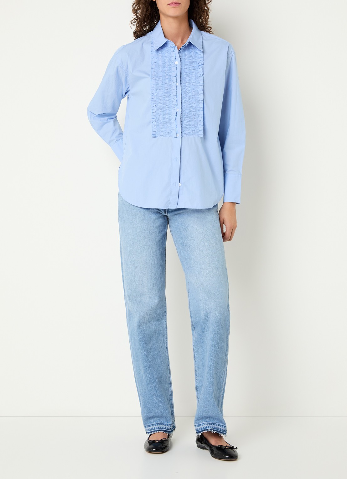 Levi's Harlie blouse met smockwerk - voorkant 3 blauw