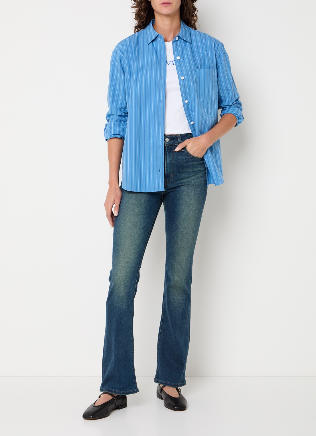 Levi's Harlie blouse met streepprint - voorkant 4 blauw