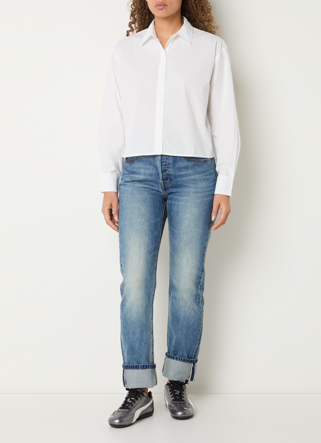 Levi's Harlie cropped blouse  - voorkant 2 wit