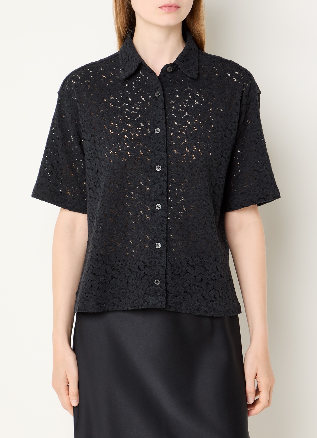 Levi's Harlie semi-transparante blouse van kant - detail 4 zwart