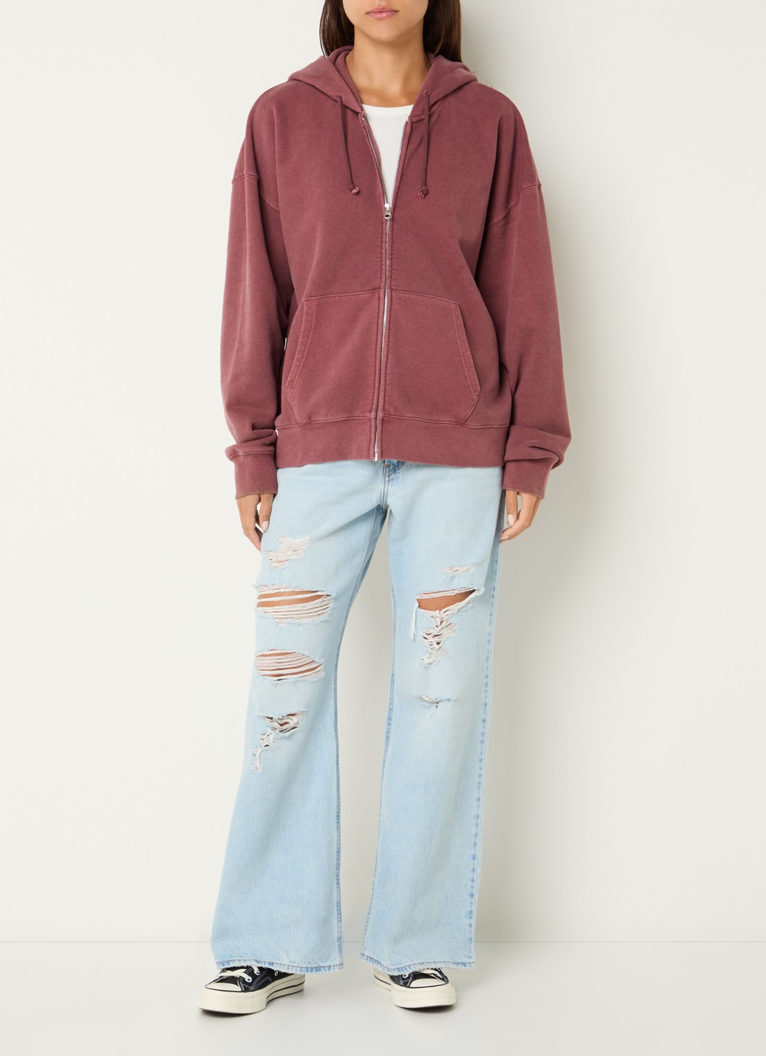 Levi's Hayes sweatvest met steekzakken - voorkant 5 steenrood