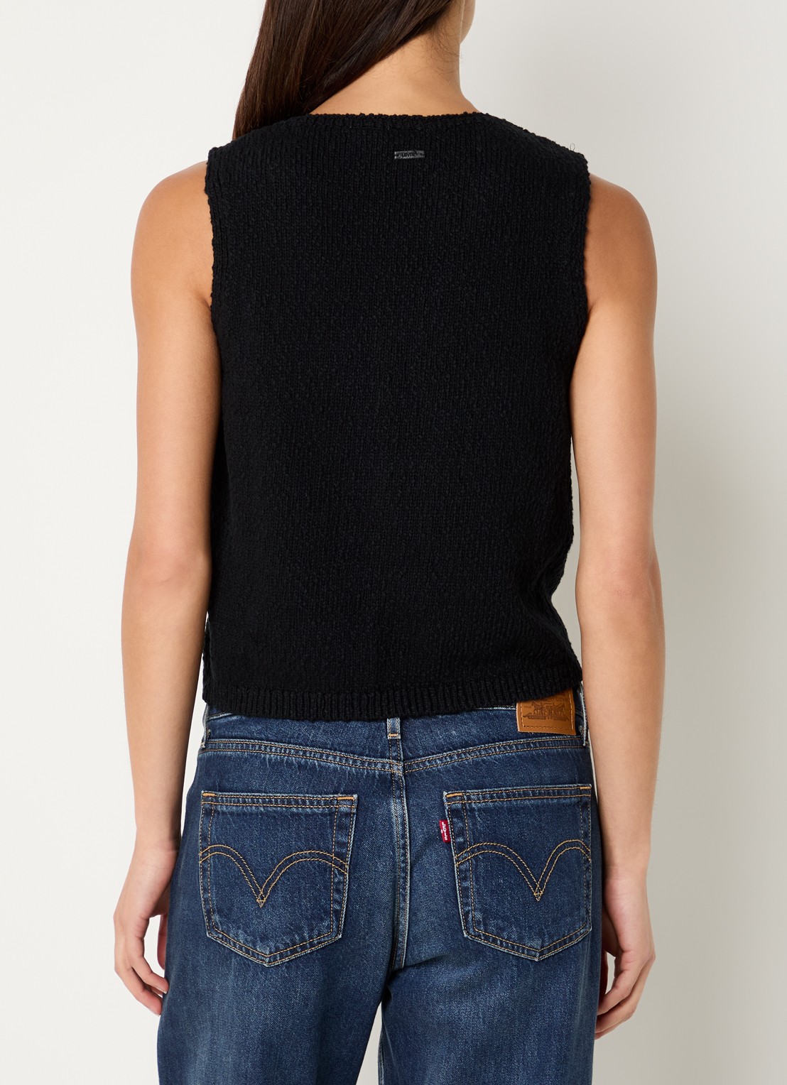 Levi's Helen grofgebreid gilet met ribstructuur - achterkant zwart