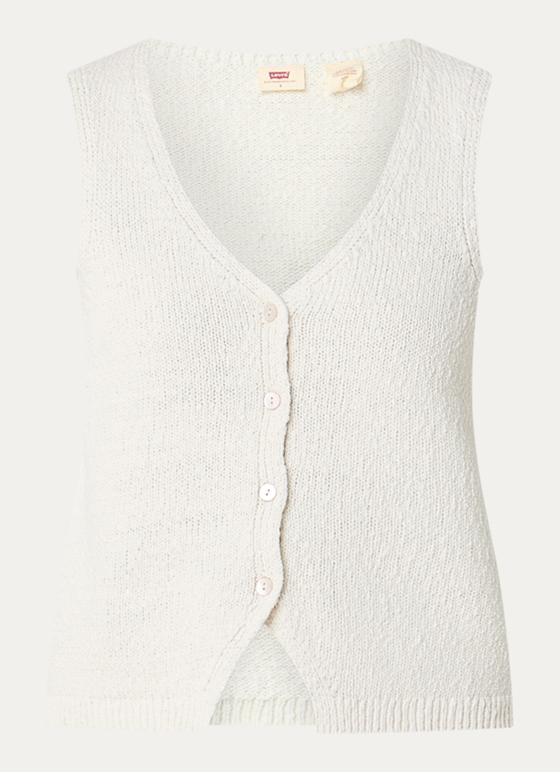 Levi's Helen grofgebreide gilet met V-hals - voorkant gebroken wit