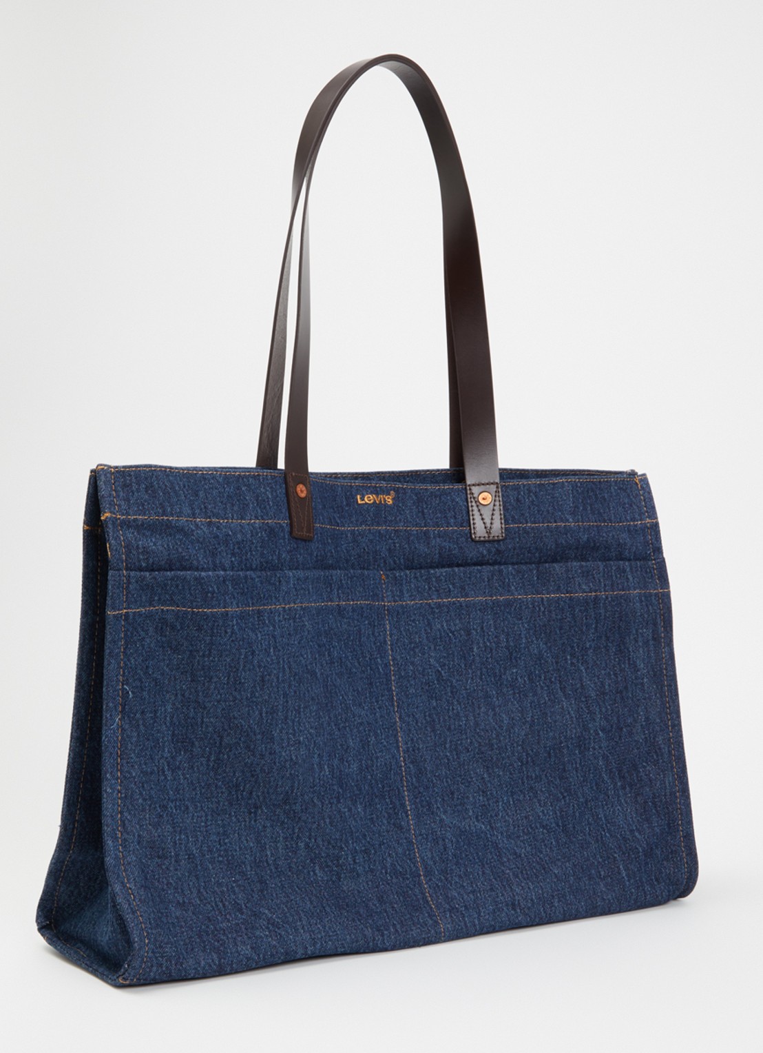 Levi's Heritage shopper van denim met logo  - achterkant indigo