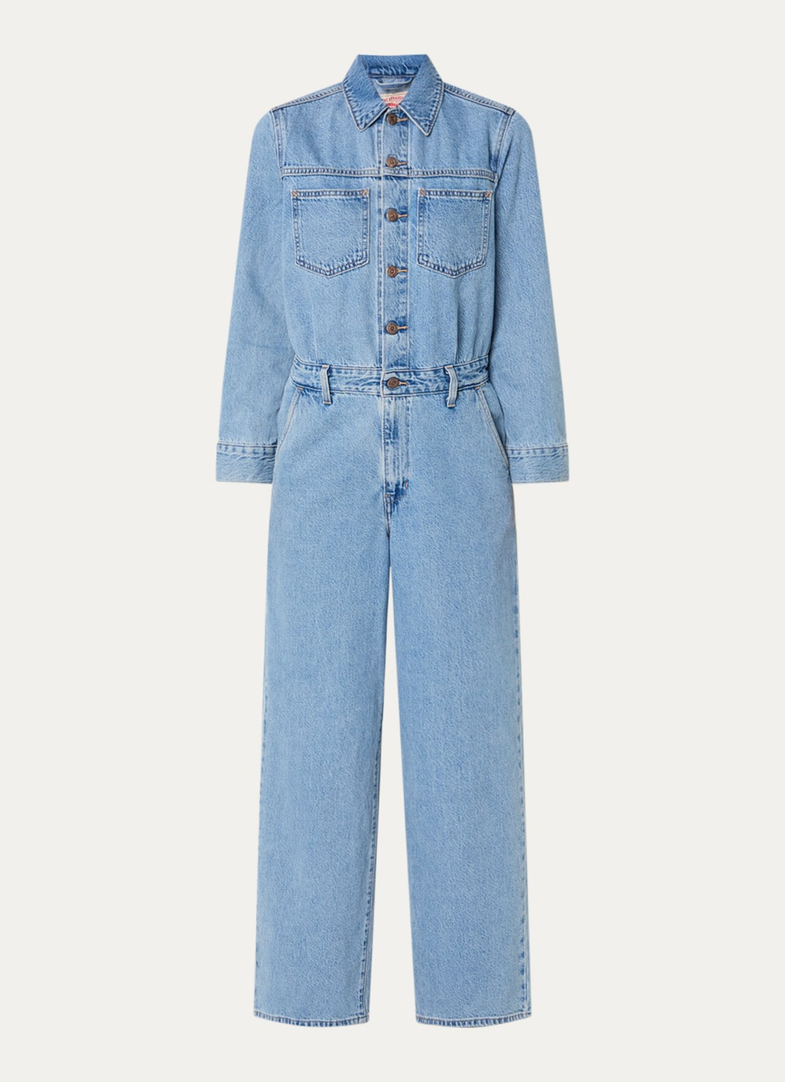 Levi's Heritage straight fit jumpsuit van denim met steekzakken - voorkant indigo