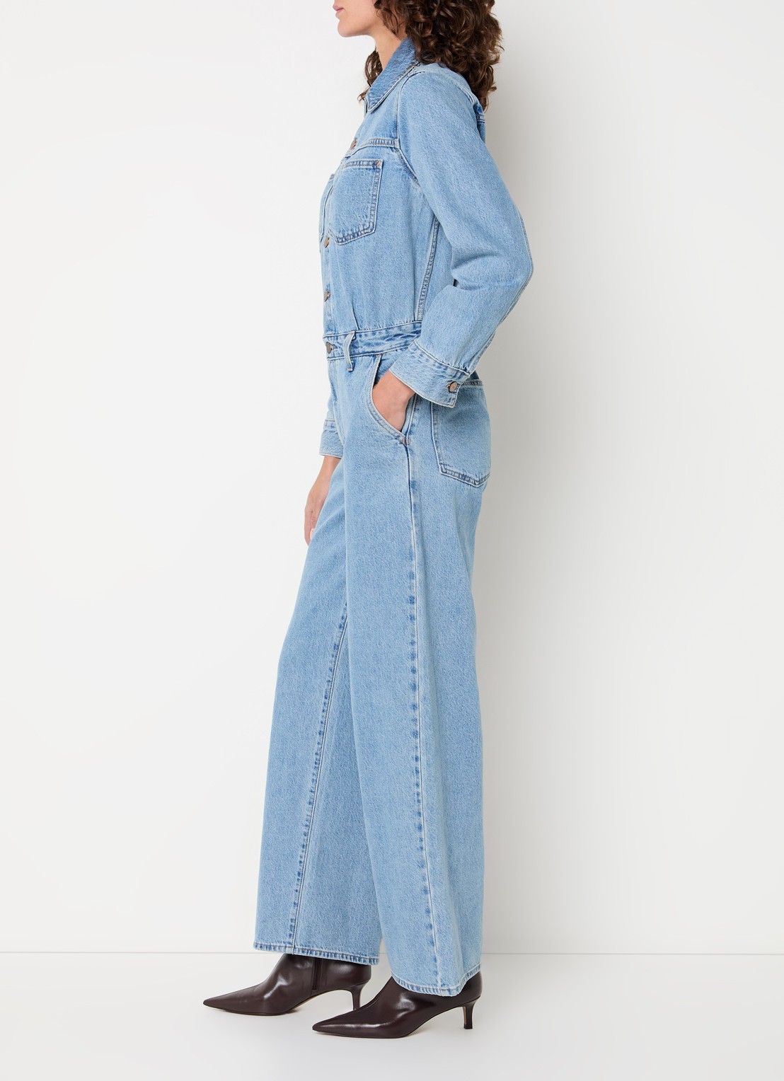 Levi's Heritage straight fit jumpsuit van denim met steekzakken - voorkant 2 indigo
