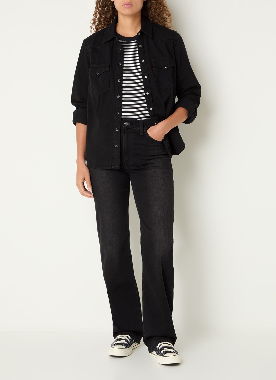 Levi's Heritage Western blouse van denim met borstzakken - voorkant 4 zwart