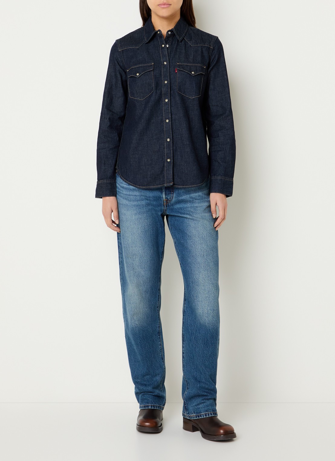 Levi's Heritage Western blouse van denim met borstzakken - voorkant 2 indigo