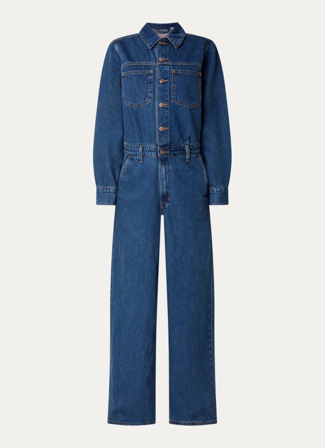 Levi's Heritage wide fit jumpsuit van denim - voorkant 3 indigo