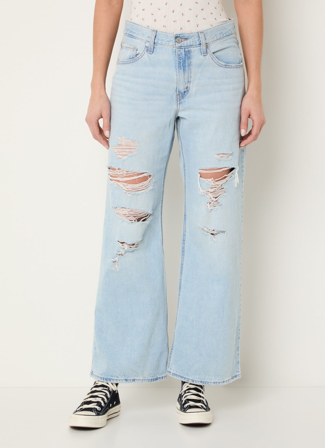 Levi's High waist flared fit jeans met destroyed afwerking - detail 4 indigo