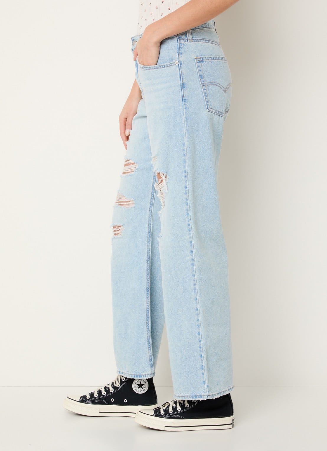 Levi's High waist flared fit jeans met destroyed afwerking - detail 5 indigo