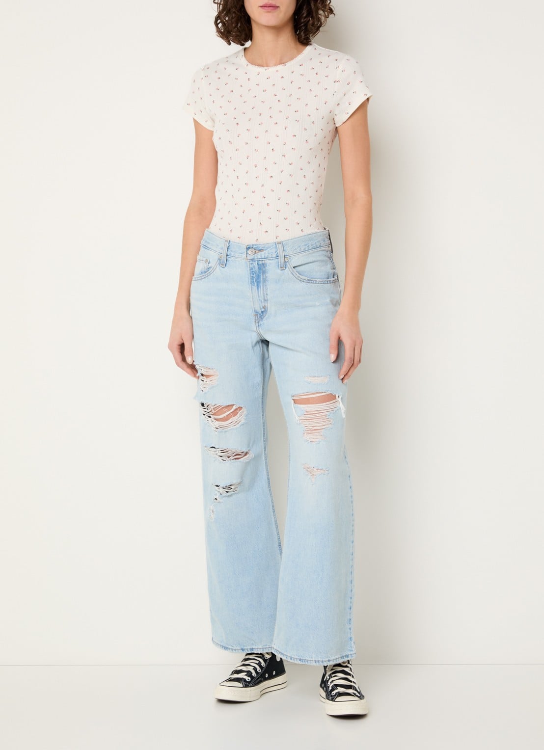 Levi's High waist flared fit jeans met destroyed afwerking - voorkant 3 indigo