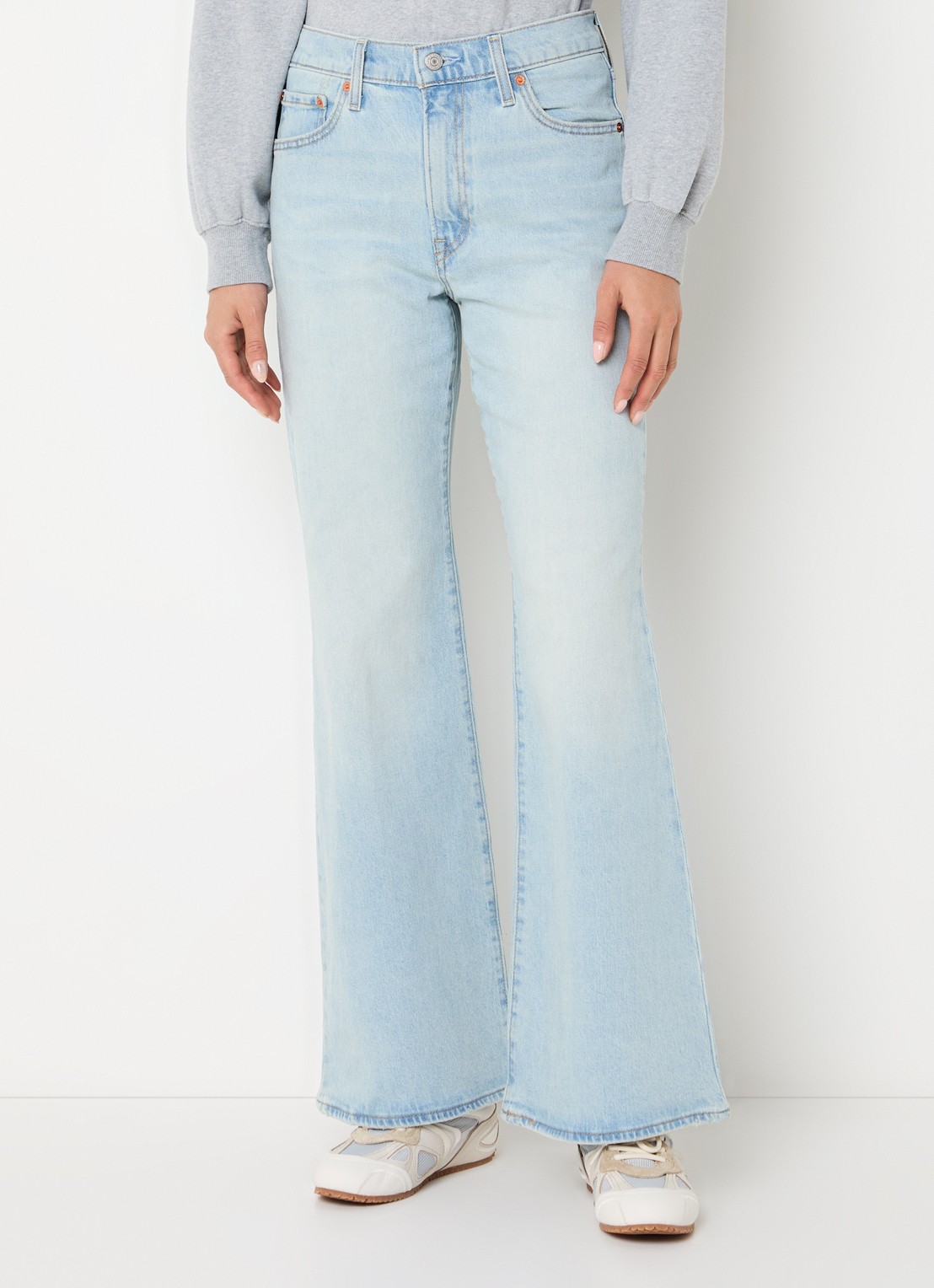 Levi's High waist flared jeans met lichte wassing - detail 4 lichtblauw