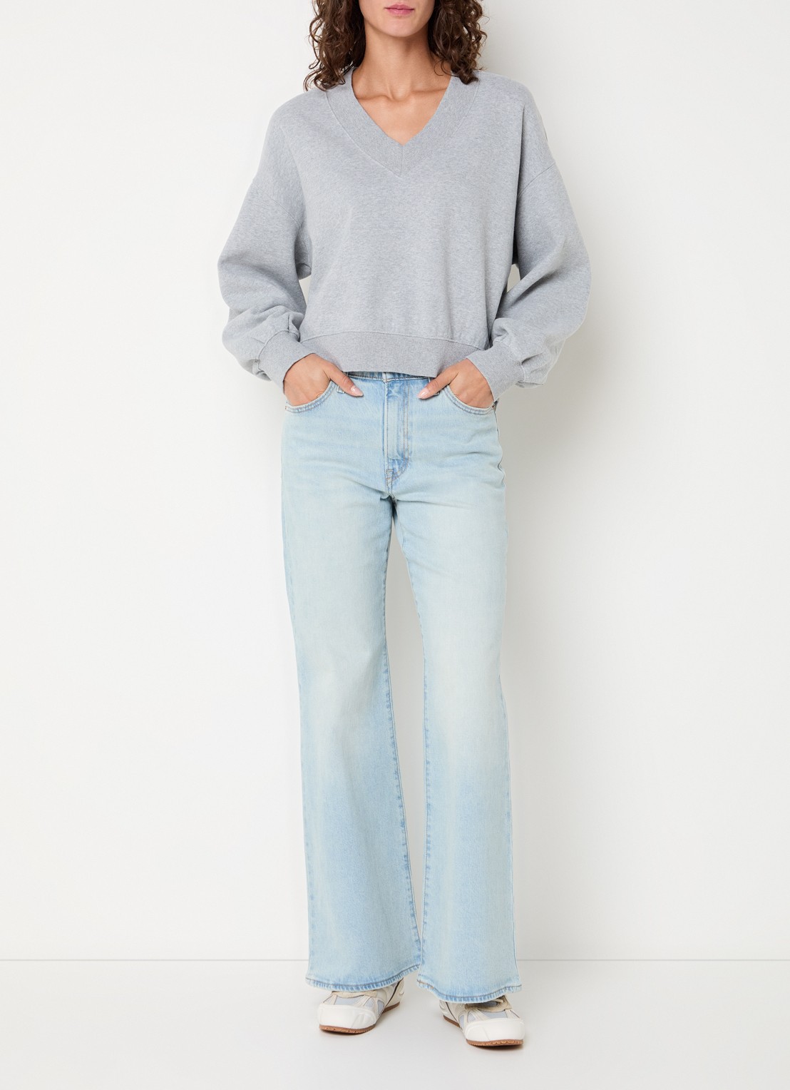 Levi's High waist flared jeans met lichte wassing - voorkant 2 lichtblauw