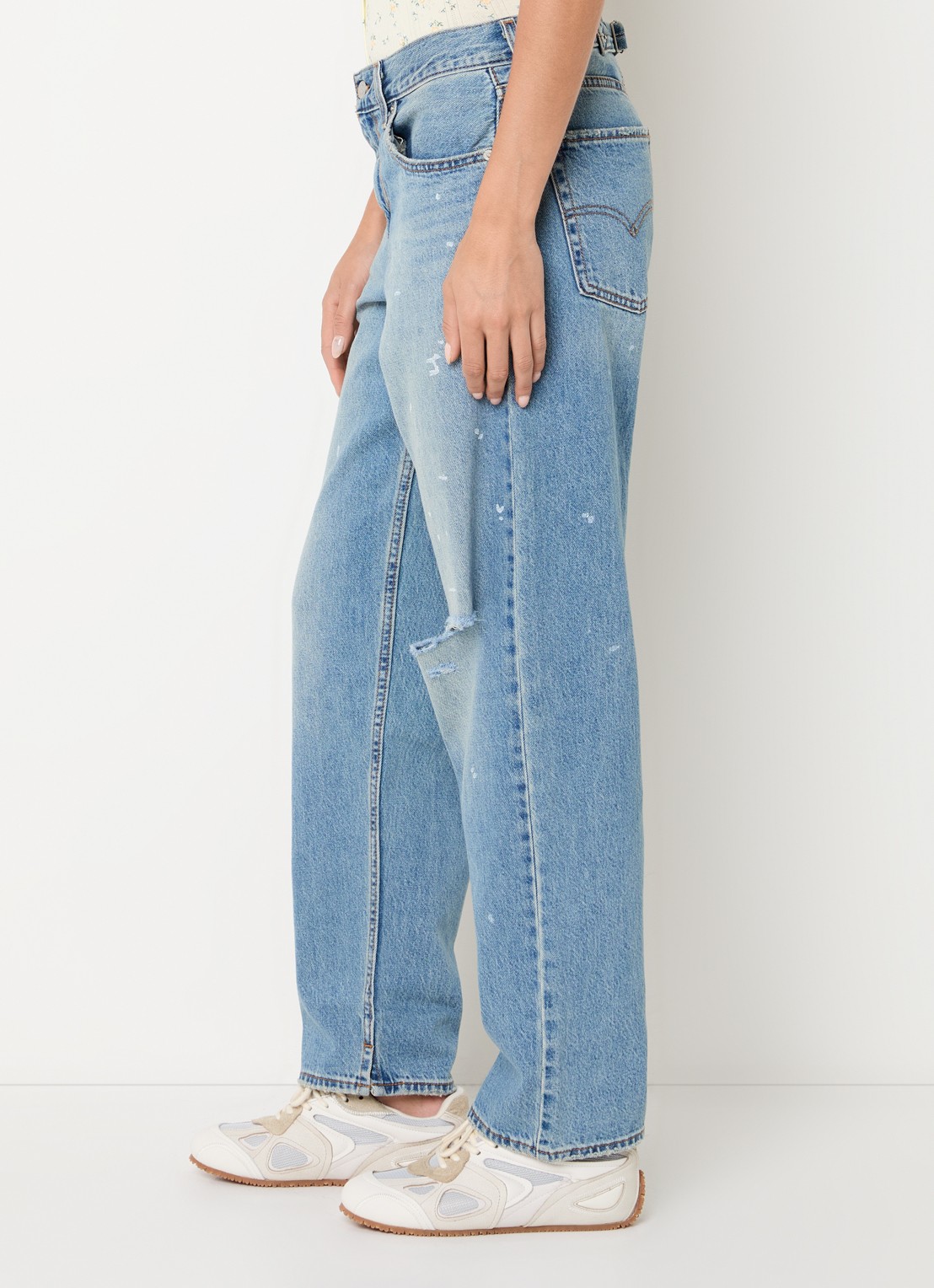 Levi's High waist loose fit jeans met destroyed afwerking - detail 4 indigo