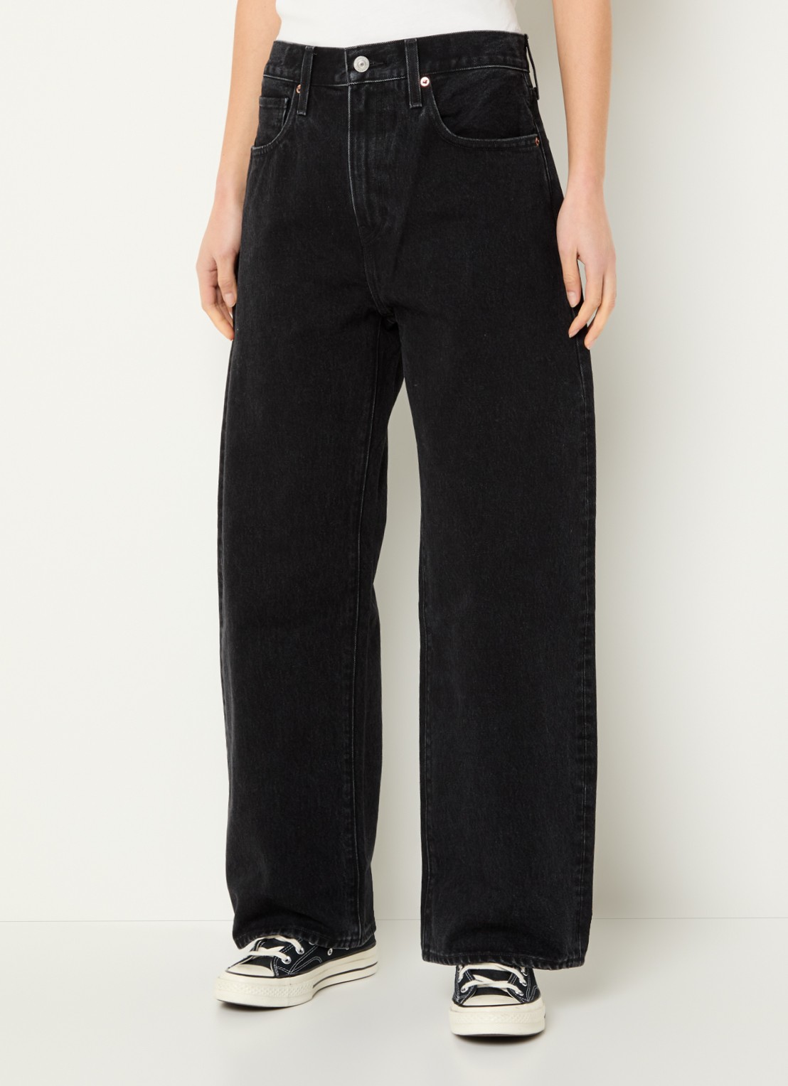 Levi's High waist loose fit jeans met gekleurde wassing - detail indigo