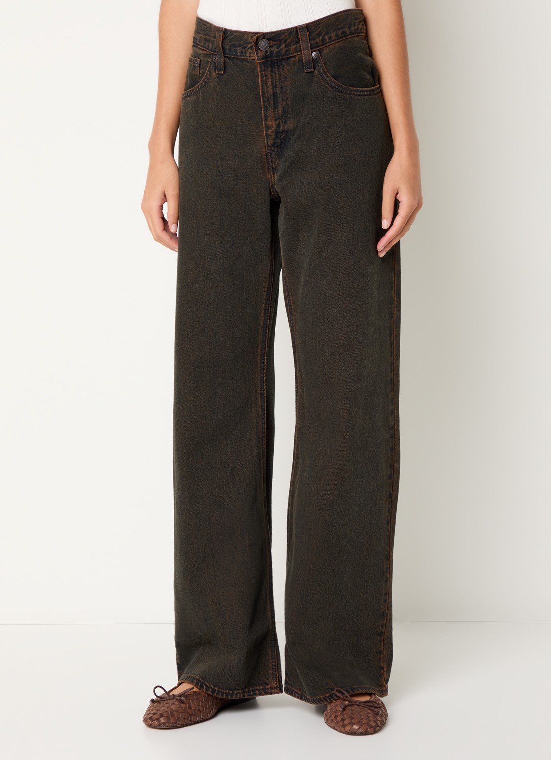 Levi's High waist loose fit jeans met gekleurde wassing - detail bruin