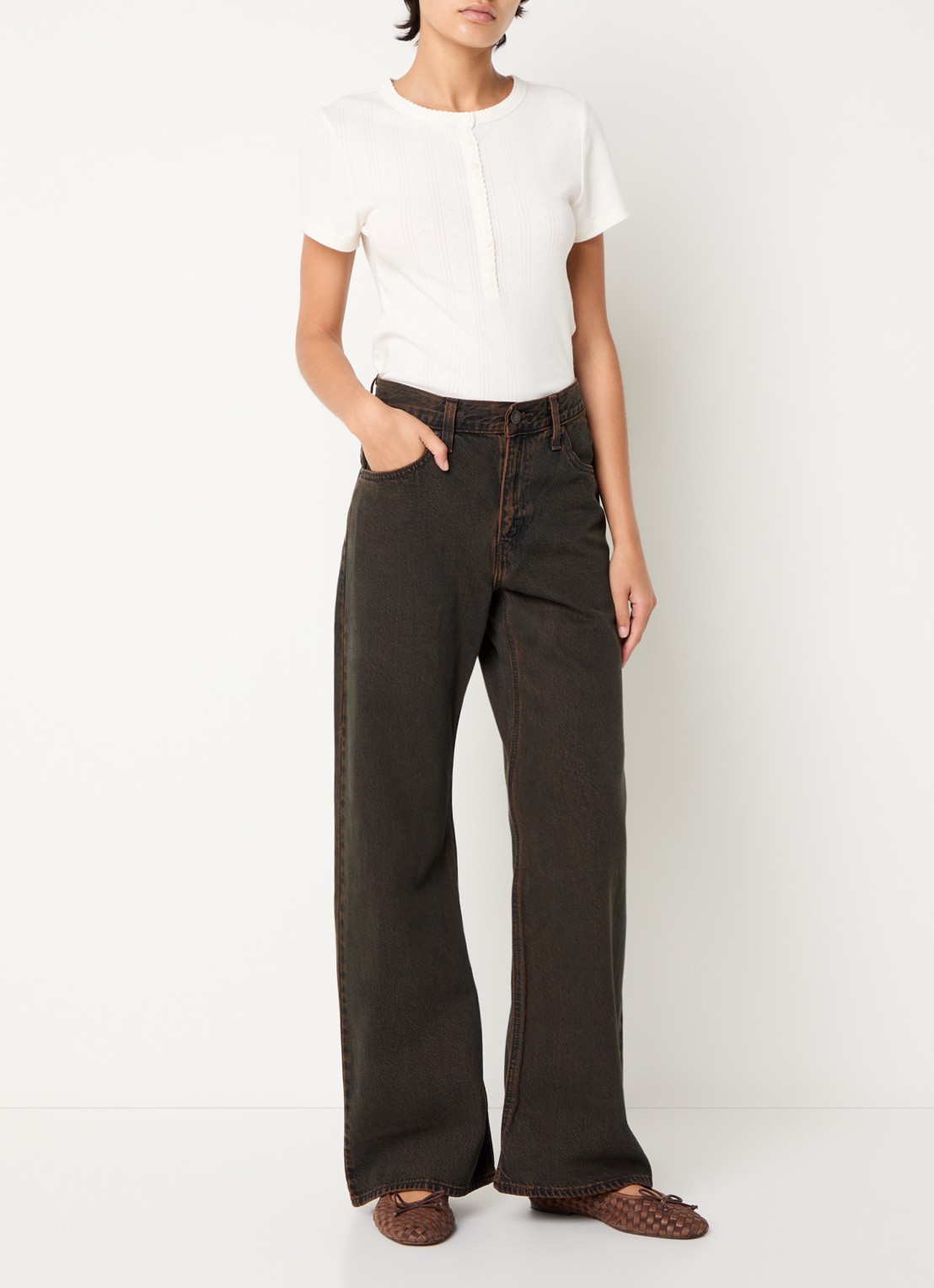 Levi's High waist loose fit jeans met gekleurde wassing - voorkant 5 bruin