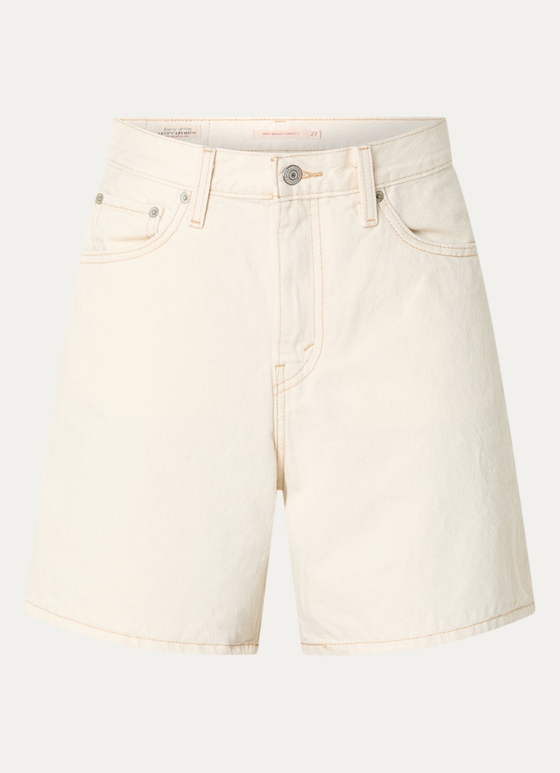 Levi's High waist loose fit korte broek van denim met gekleurde wassing - voorkant 3 creme