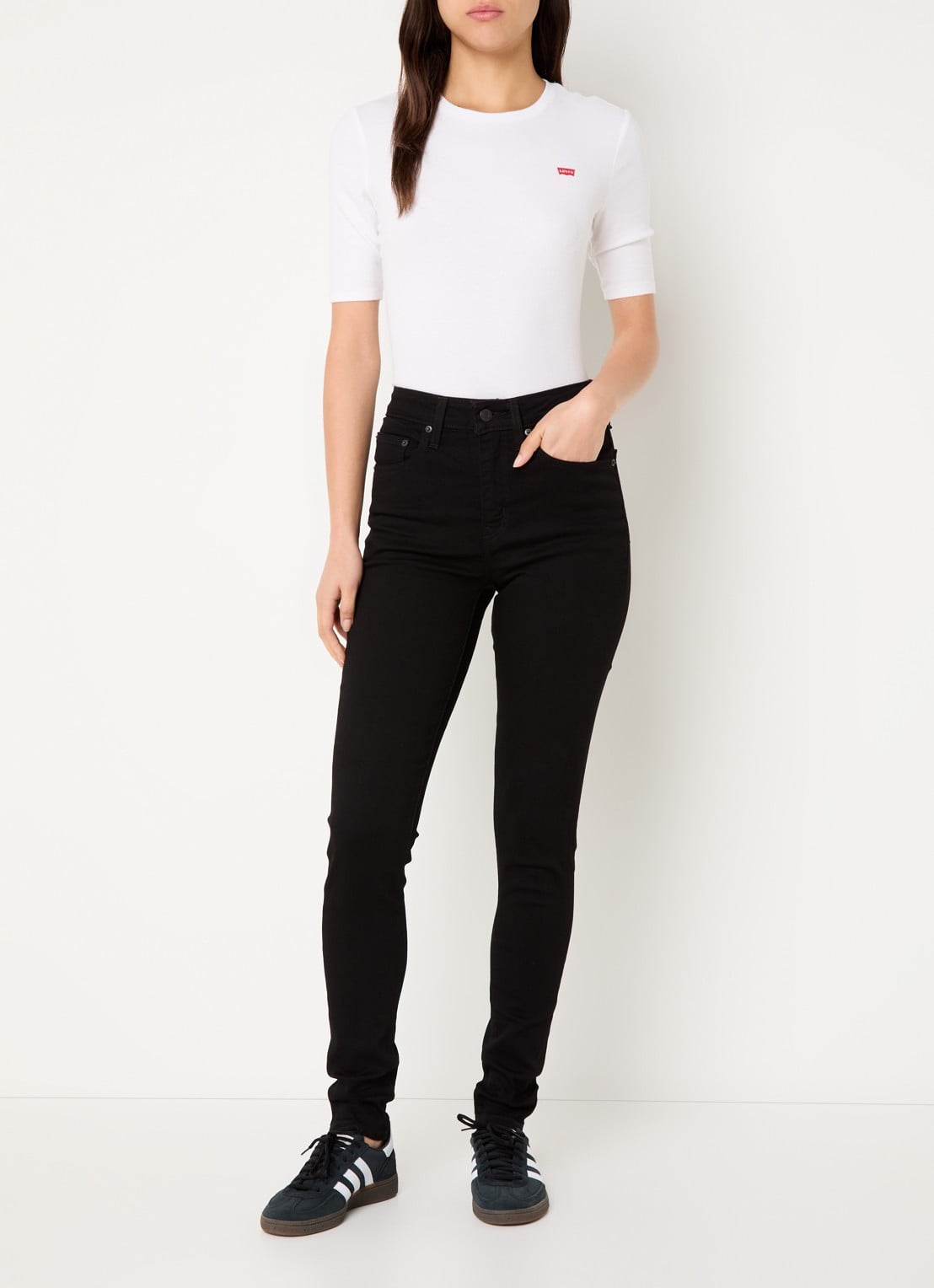Levi's High waist skinny jeans met stretch - voorkant 5 zwart