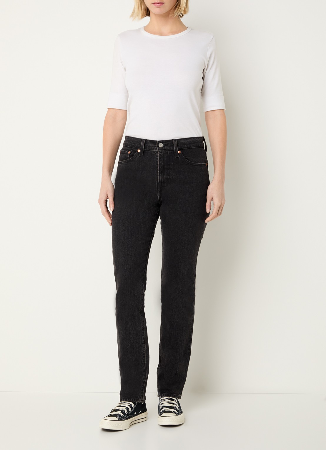 Levi's High waist slim fit jeans met gekleurde wassing - voorkant 3 zwart