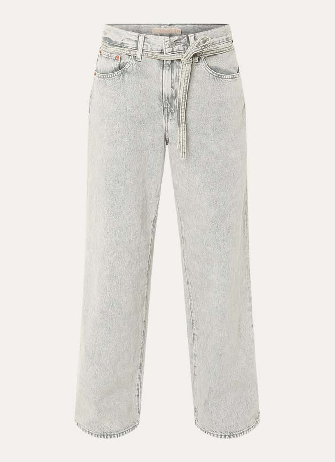 Levi's High waist straight fit jeans met gekleurde wassing en strikceintuur - voorkant 2 lichtgrijs