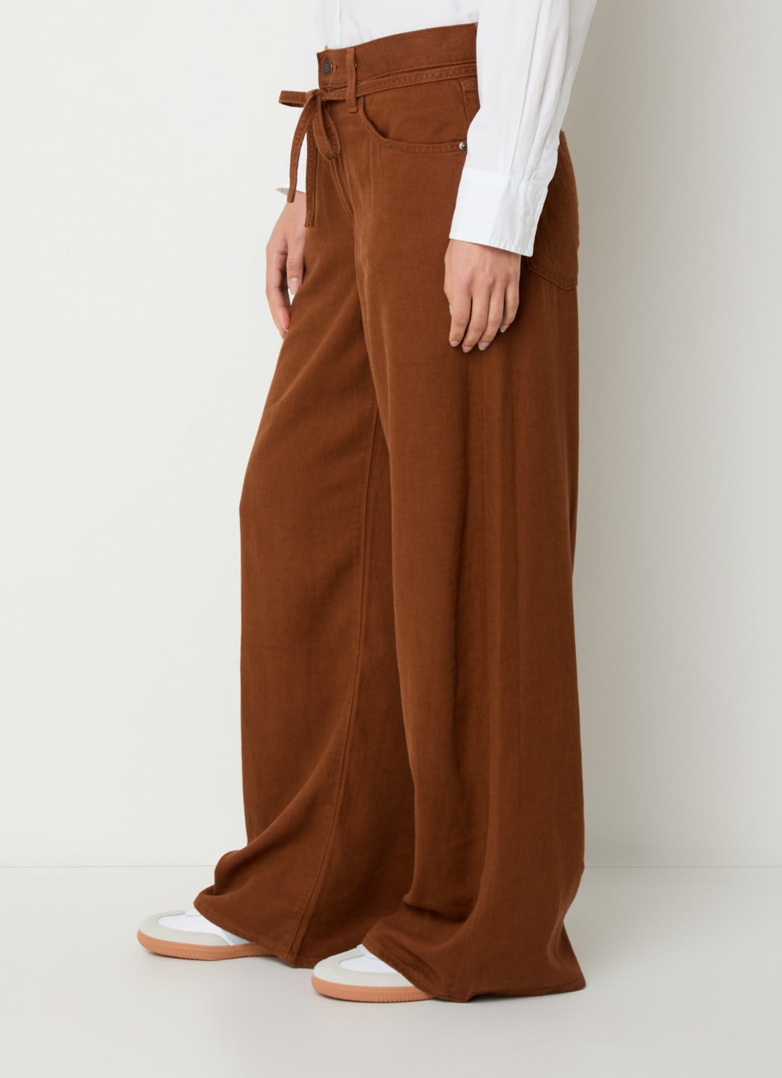 Levi's High waist straight leg jeans in linnenblend - detail 5 bruin